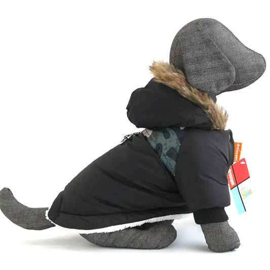 Warm Plush Dog Hoodie Vest for Autumn and Winter